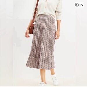 LOFT Multicolor Checkered Midi Skirt